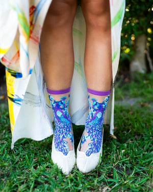 peacock socks and heels